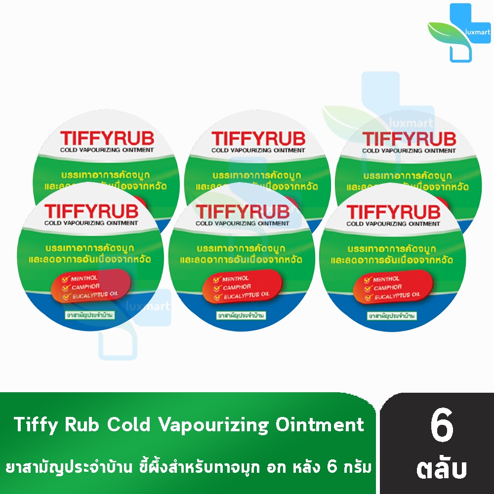 TIFFYRUB ทิฟฟี่รับ บรรเทาอาการ คัดจมูก วิงเวียนศีรษะ ขนาด 6 กรัม [6 ...