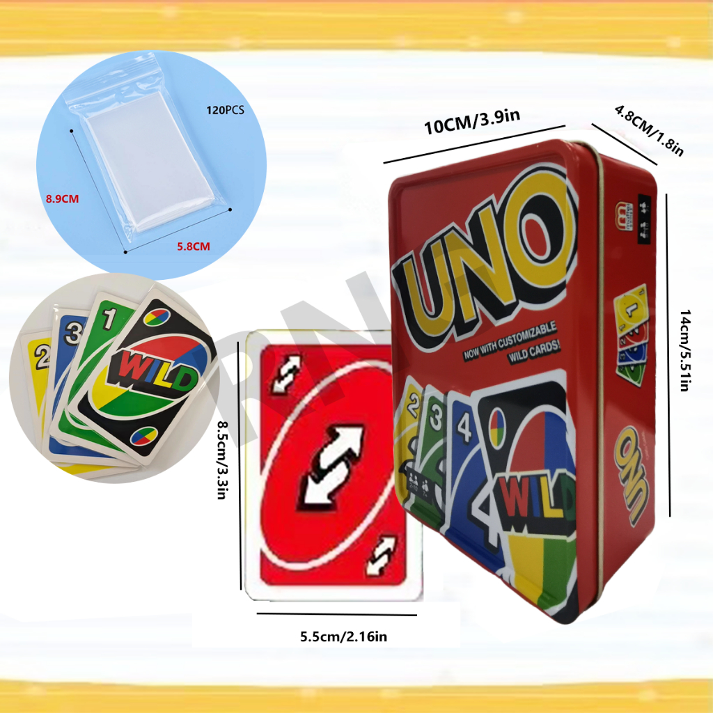 เกมการ์ดUNO Wild / UNO Flip Iron Box Game Classic（แพคเกจกล่องโลหะ ...