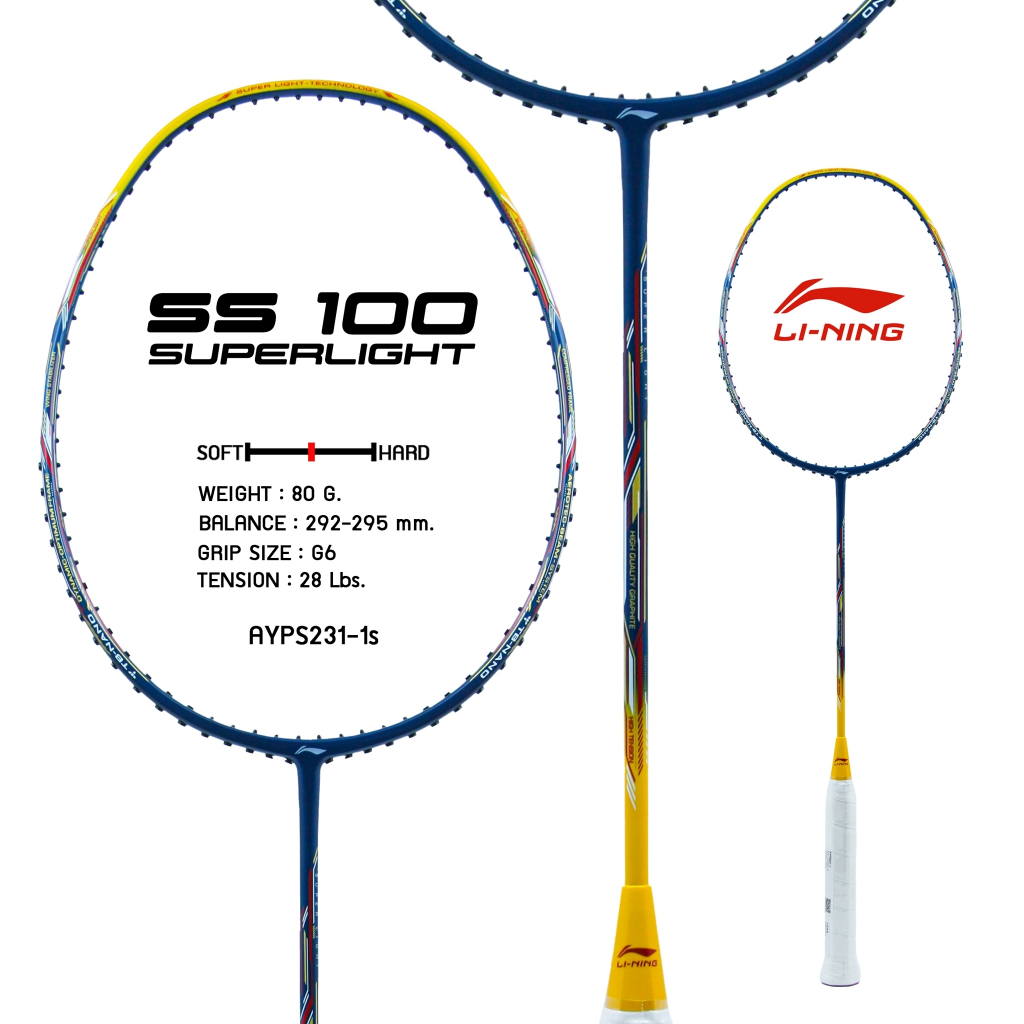 ไม้แบดมินตัน LI NING BADMINTON RACKET - SS 100 SUPERLITE AYPS231-1 ฟรี ...