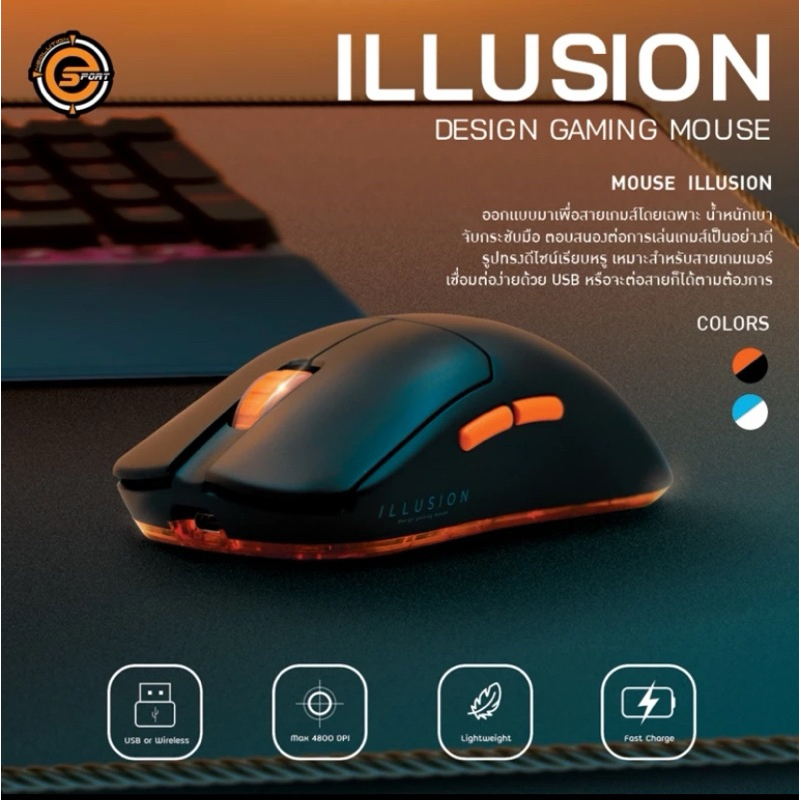 NEOLUTION E-SPORT ILLUSION WHITE WIRELESS MOUSE | Shopee Thailand