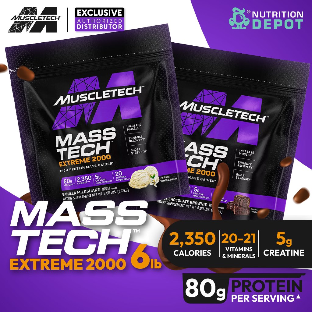 Muscletech Mass Tech Extreme 2000 - 6lb เวย์โปรตีนเพิ่มน้ำหนัก | Shopee ...