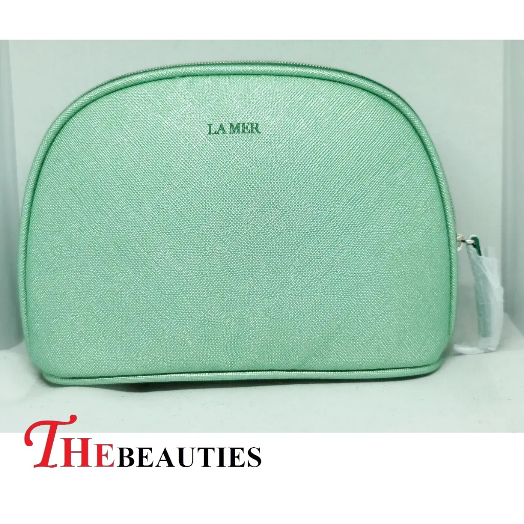 La Mer Cosmetics Makeup Travel Bag Metallic light green pouch หนัง PU ...
