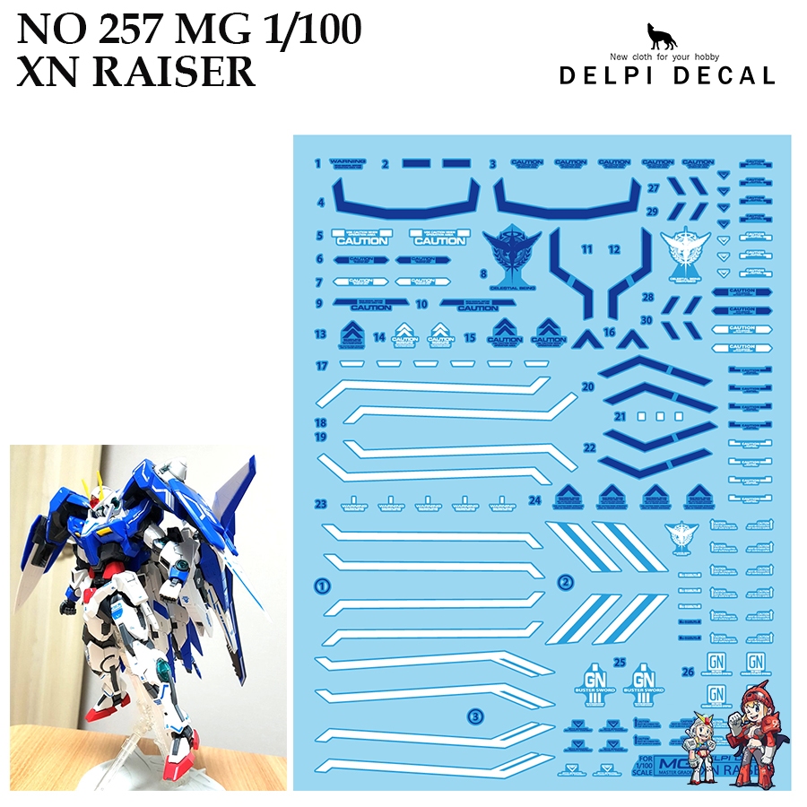 ดีคอลน้ำ [DELPI] 257 257H / 257N MG 1/100 XN RAISER GUNDAM [WATER DECAL ...
