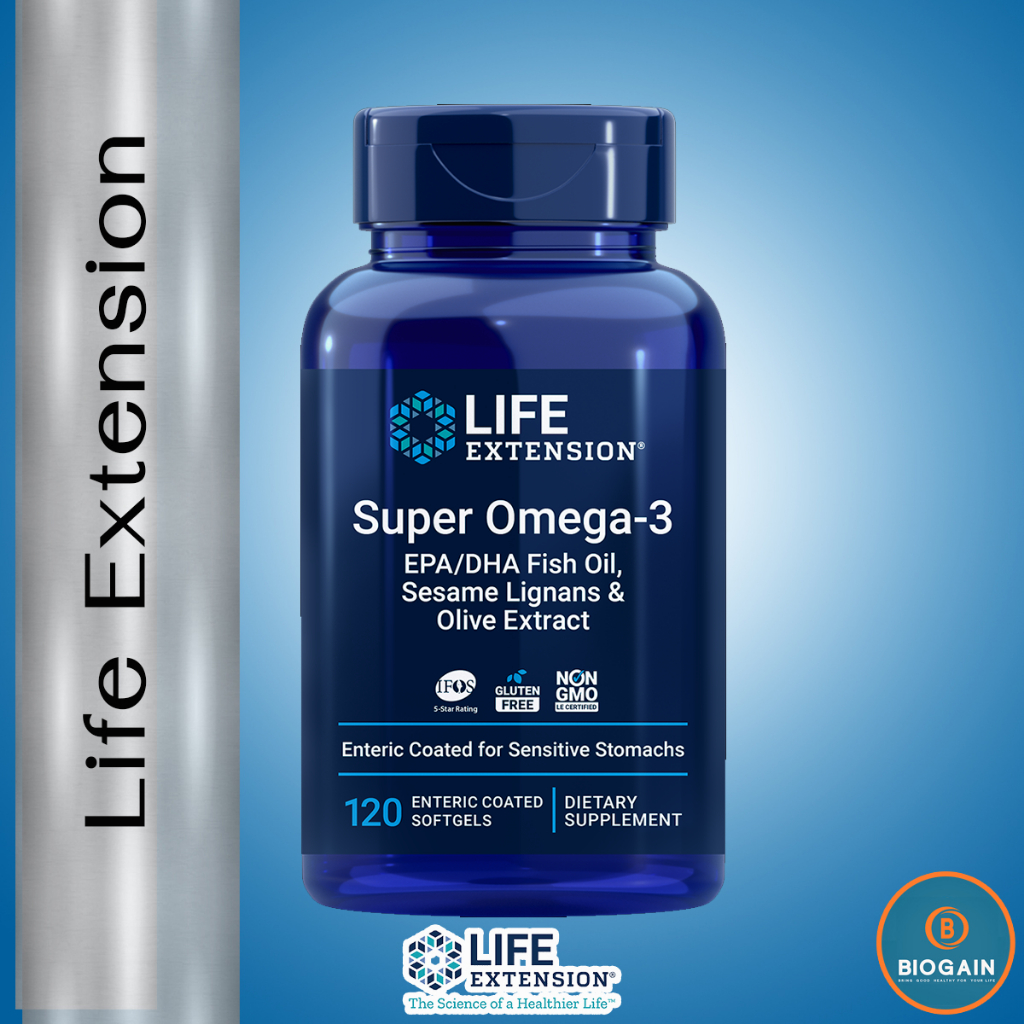 Life Extension Super Omega-3 EPA/DHA Fish Oil, Sesame Lignans & Olive ...