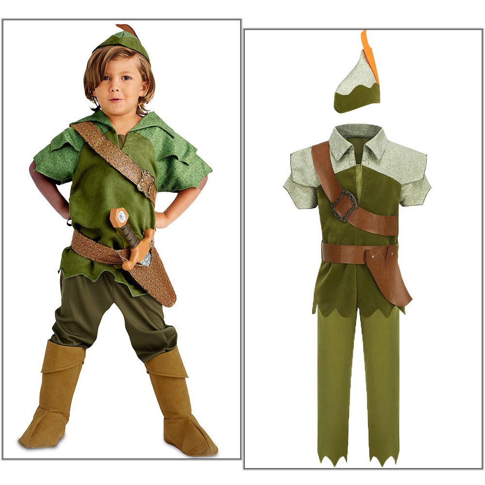Peter Pan Cosplay Costume for Kids Boy Tinkerbell Elves Robin Green