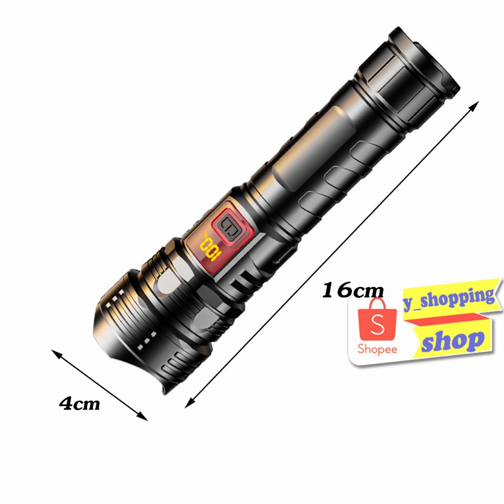 S008 LASER LED ไฟฉายพกพา พลาสติก flashlight 2โหมด ซูมได้ USB TYPE-C ...