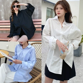 รูป พร้อมส่ง  เสื้อเชิ้ตแขนยาว  S-5XL   โอเวอร์ไซต์ มีไซต์คลุมกันแดด ใส่ทำงาน