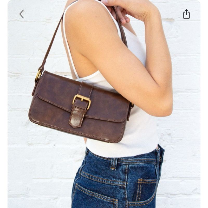 พรีออเดอร์ PREORDER Brandy Melville ของแท้ 100 Brown Faux Leather Purse Shoulder Bag Shopee