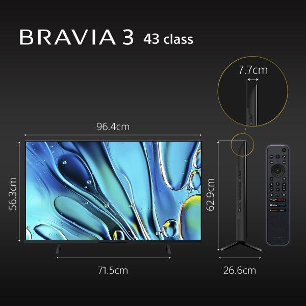 Sony TV รุ่น K-55S30 BRAVIA 3  ขนาด 50” class LED 4K HDR Google TV