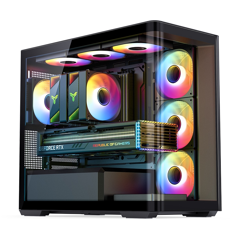 มีโค้ดลด20%+ Jonsbo D300 Black MATX computer case เคสเปล่า ตู้ปลา กระจก ...