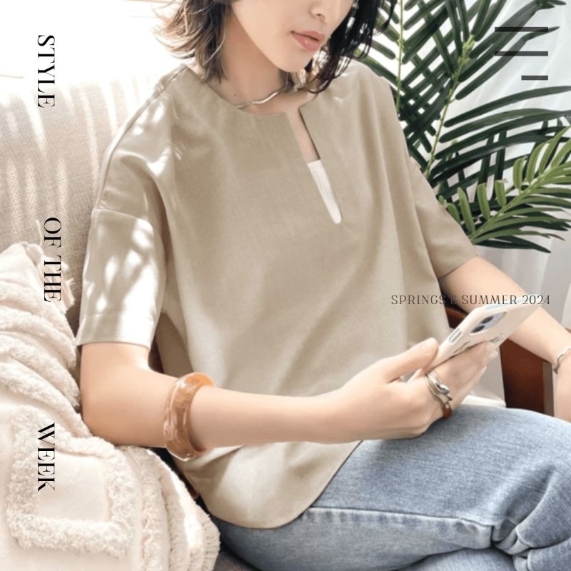 UNIQLO เสื้อเบลาส์คอเหลี่ยมผ้าฝ้ายเนื้อดีพิเศษ (แขนสั้น) | Shopee Thailand