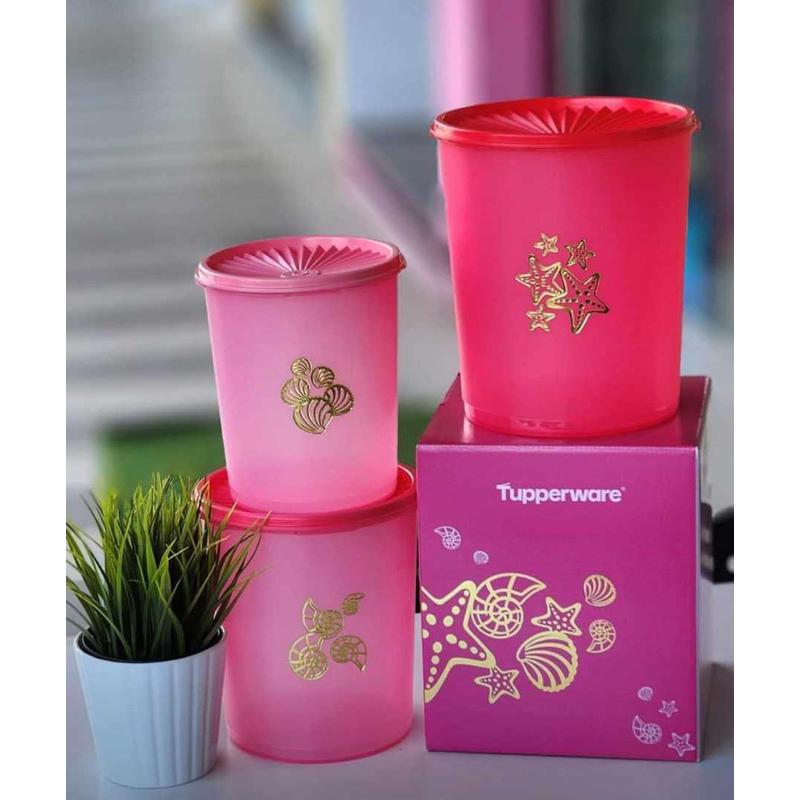 Tupperware รุ่น เซตวันทัชฝาจีบ Seashells Deco Canister Set 3 ใบ ...