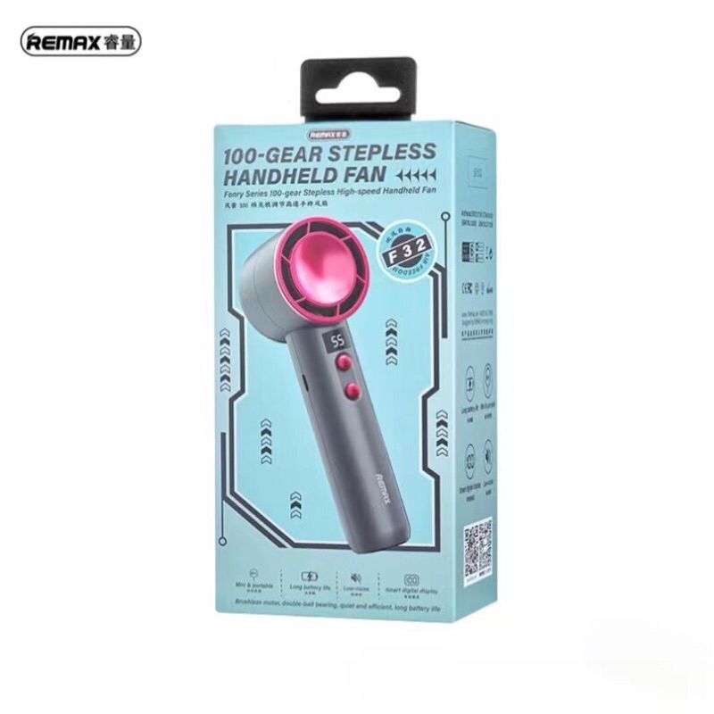 [พร้อมส่ง] Remax พัดลมพกพา แรงลม 100 ระดับ แบตอึด4000mAh มีหน้าจอ LED ...
