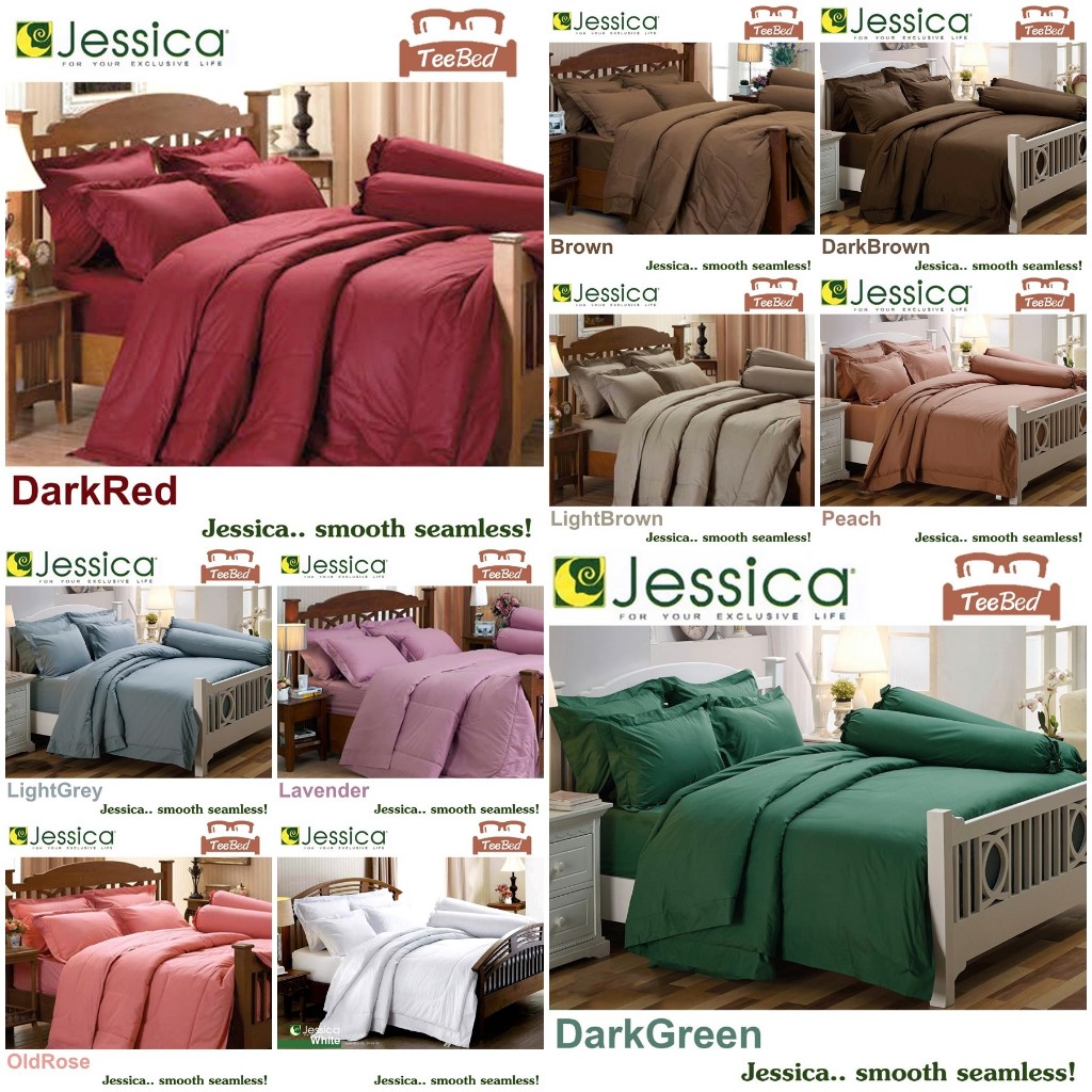 Jessica ชุดผ้าปู (ไม่รวมผ้านวม) สีพื้น สีเทา ลาเวนเดอร์ แดง น้ำตาล โอรส ...