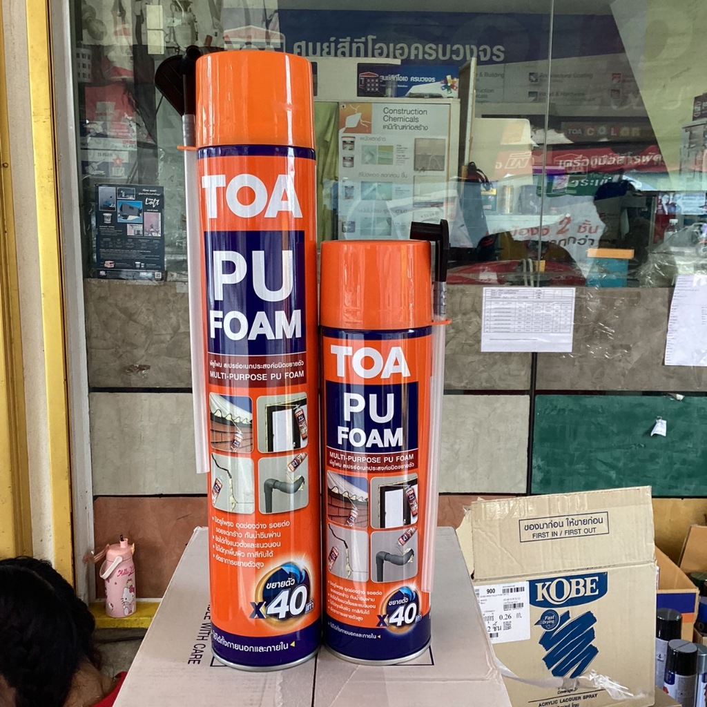 TOA PU FOAM พียูโฟม (มีหลอดฉีด) 500ml 750ml Exp08-10/2026 โฟมอุดรอยรั่ว ...