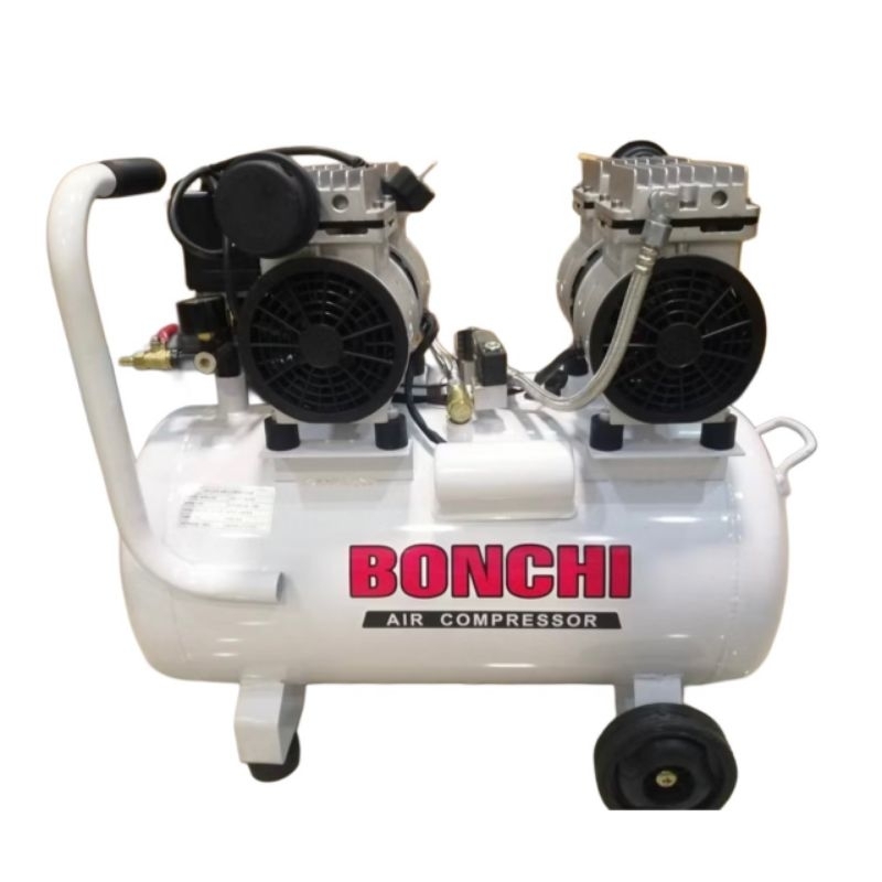 BONCHI ปั๊มลมออยล์ฟรี Oil Free 50 ลิตร BONCHI 2 หัวสูบ ไม่ใช้น้ำมัน ...