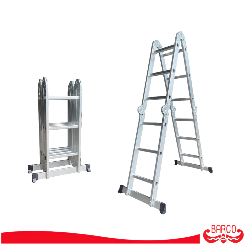 บันไดอเนกประสงค์อลูมิเนียม BARCO รุ่น M2 4x3 ข้อต่อดั้งเดิม 12 ขั้น ความสูง 3.46 เมตร รับน้ำหนักได้ 150 กิโลกรัม