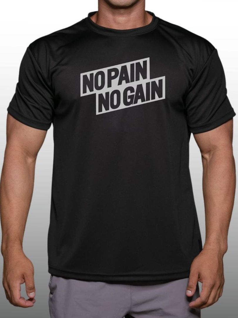 NO PAIN NO GAIN เสื้อยืดแขนสั้นผู้ชาย Men’s Gym Workout Bodybuilding ...