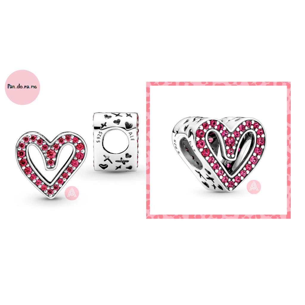 Pandora Sparkling Ruby Red Freehand Heart Charm Shopee Thailand