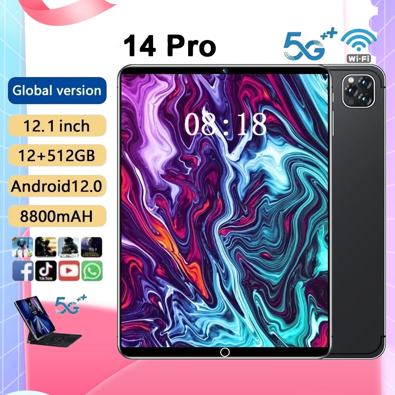 Tab Pro14 ใหม่ Android 12.1นิ้วเต็มหน้าจอหน้าจอขนาดใหญ่Wifi 5G Dual SIM ...