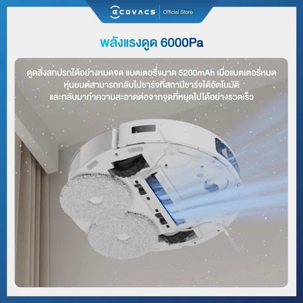 ECOVACS DEEBOT T20 OMNI หุ่นยนต์ดูดฝุ่น ถูพื้น อัจฉริยะ มาพร้อมสถานีชาร์จ All-In-One ฟีเจอร์ครบครัน