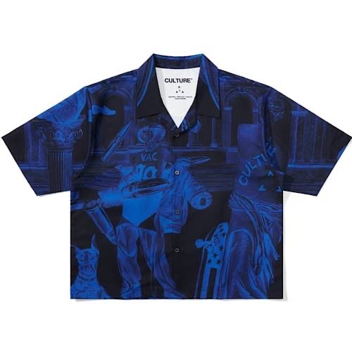 Culture™ : Greed by Legacy Cropped Bowling Shirt Blue