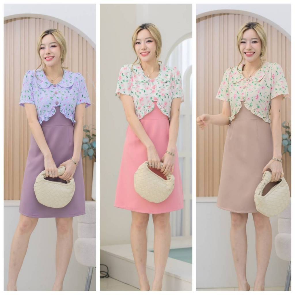 เดรสทำงาน อก34นิ้ว ไซส์S  ชุดเดรสแฟชั่น Dress  Fashion เดรสฮานาโกะ
