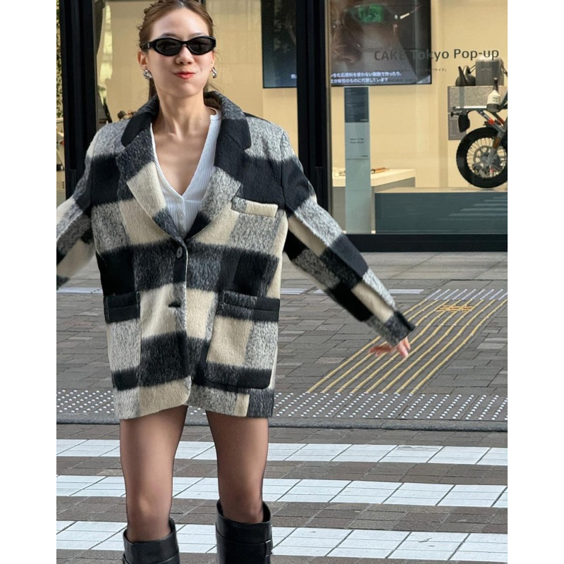 adam wool coat โค้ทวูลลาย scott | Shopee Thailand