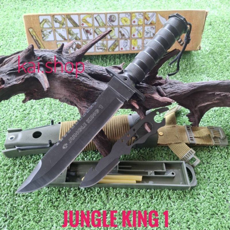 อุปกรณ์เดินป่า มีด มีดพก มีดพกเดินป่าใบตาย JUNGLE KING 1 ใบดำด้านดำ ...