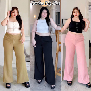 กางเกงขาม้าเล็ก กระดุมปั๊ม มีกระเป๋าข้าง ผ้านาโน ใส่ทำงาน Plus size กางเกงสาวอวบ คนอ้วน แบรนด์ธนิดา งานป้าย Thanida