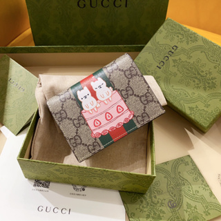 พรี​ ราคา2600 Gucci 736784 หนังแท้ กระเป๋าสตางค์ 11 x 8.5 x 3 cm