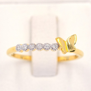 แหวนแถวประดับด้วยผีเสื้อ 🦋 แหวนเพชร แหวนทองเพชรแท้ ทองแท้ 37.5% (9K) ME947