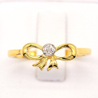 เม็ดเดี่ยว โบว์ น่ารักๆ 🎀 แหวนเพชร แหวนทองเพชรแท้ ทองแท้ 37.5% (9K) ME809