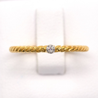 แหวนเชือกเล็กๆ เก๋ๆ ฝังเพชรเม็ดเดี่ยว แหวนเพชร แหวนทองเพชรแท้ ทองแท้ 37.5% (9K) ME791