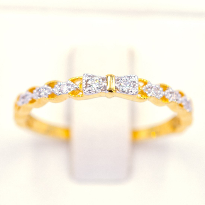 แหวนโบว์เล็ก-บ่าฉลุ-แหวนเพชร-แหวนทองเพชรแท้-ทองแท้-37-5-9k-me976