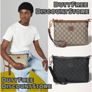 Gucci interlocking double G messenger bag/กุชชี่ สไตล์เดียวกัน/รูปแบบใหม่/กระเป๋าถือ/ไม่จำกัดเพศ