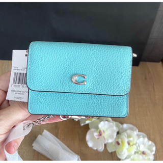 🎀(สด-ผ่อน) ใส่บัตรสีฟ้า C6718 shop Half Flap Card Case