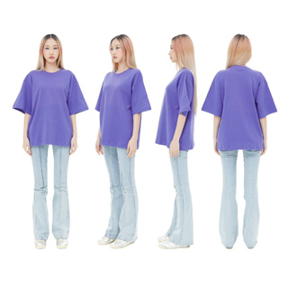 ON13 Violet สีม่วงเข้ม Oversize Cotton100% USA NO. 40 รุ่นยืดหยุ่นสูง