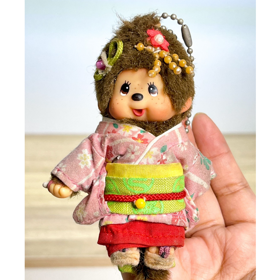 พวงกุญแจตุ๊กตาม่อนชิชิ-monchhichi-ลิขสิทธิ์แท้-ของสะสมมือสองญี่ปุ่น