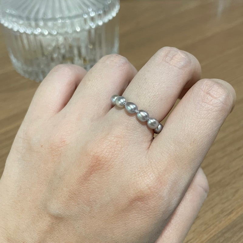 แหวนไข่มุกแท้-สีชมพู-มุกน้ำจืด-แหวนมุกแท้-เอ็นยืด-ขนาดตามสั่ง-genuine-pink-freshwater-pearl-elastic-ring
