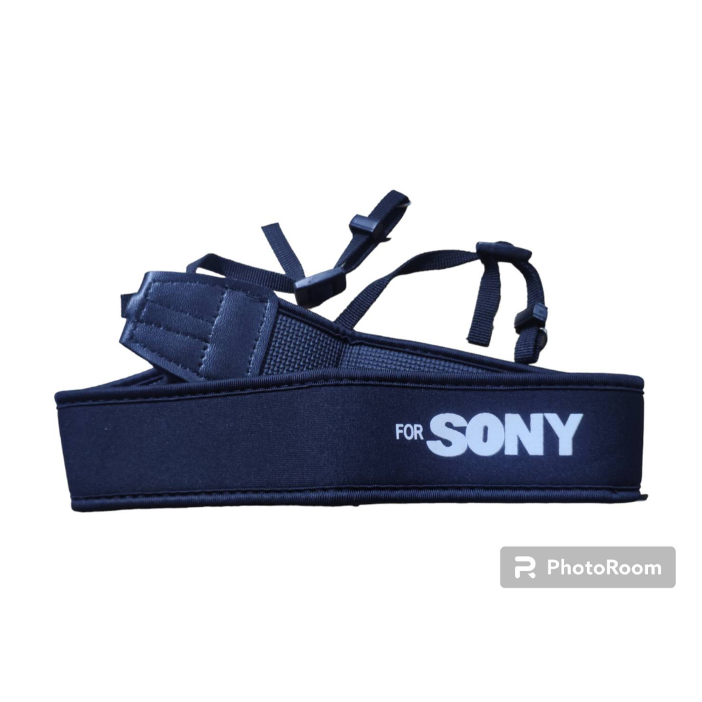 for-sony-สายคล้องกล้อง-แบบนิ่ม-neoprene-สายสีดำ-อักษรขาว