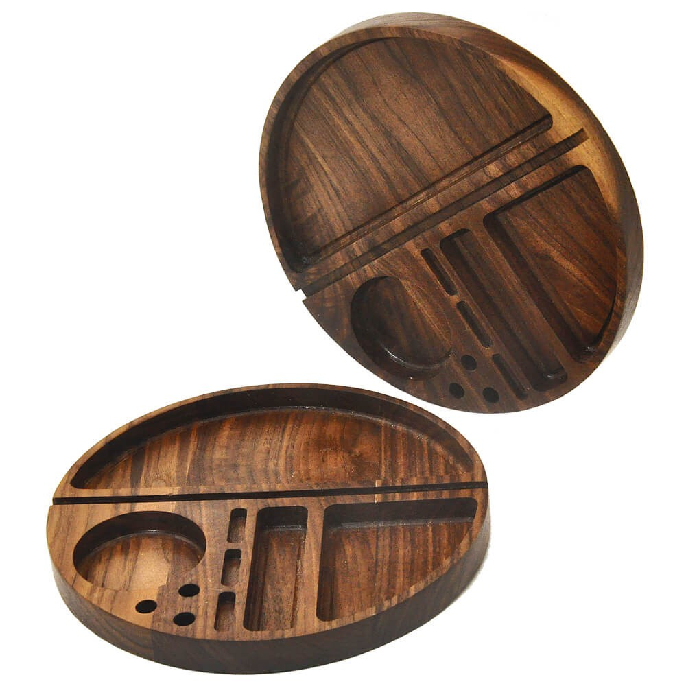 wooden-rolling-tray-ถาดไม้วอลนัททรงกลม