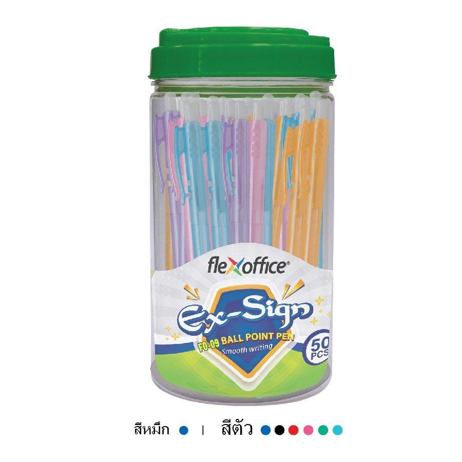 ปากกา-flexoffice-fo-09-ปากกาลูกลื่น-0-7mm-สีน้ำเงิน-50-ด้าม-ปากกาเขียนลื่นพิเศษ-เครื่องเขียน