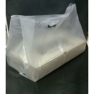 ถุงร้อน  ถุงหิ้วสำหรับกล่อง ปลาทอด กุ้งมังกร  ถุงร้อนขนาด 17 x 16 นิ้ว  แพค 1 กก.(ใช้กับกล่องขนาด  20 x40 x7 ซม).