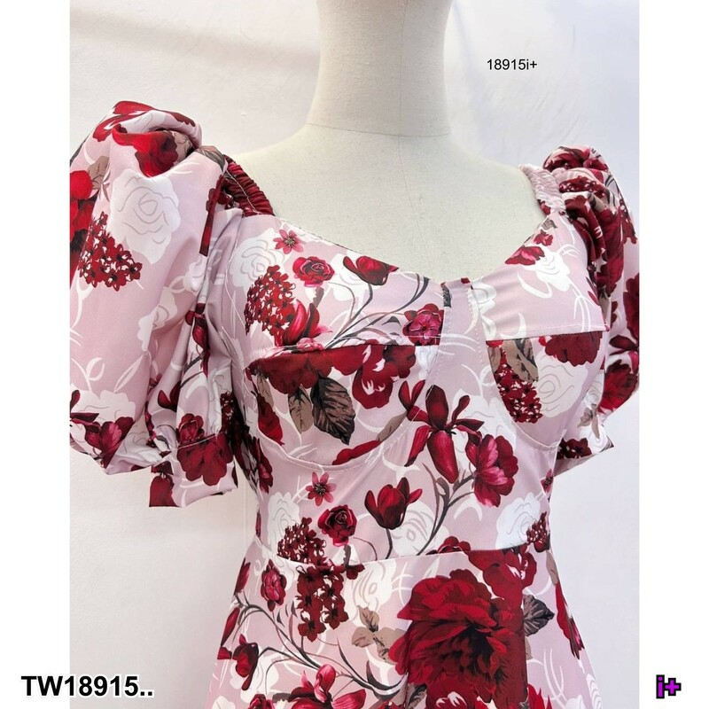 tw18915-dress-แมกซี่เดรส-แขนตุ๊กตา