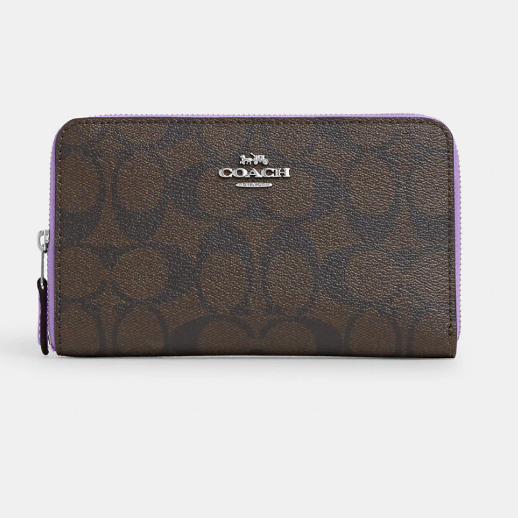 กระเป๋า Coach Medium Id Zip Wallet In Signature Canvas With Colorblock Interior Shopee Thailand