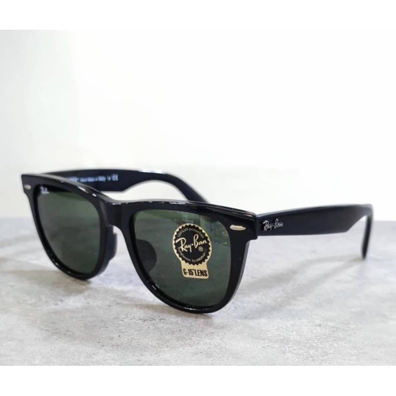 ผ่อน0-แว่นกันแดด-ray-ban-wayfarer-สีดำเงา-size-52-มม