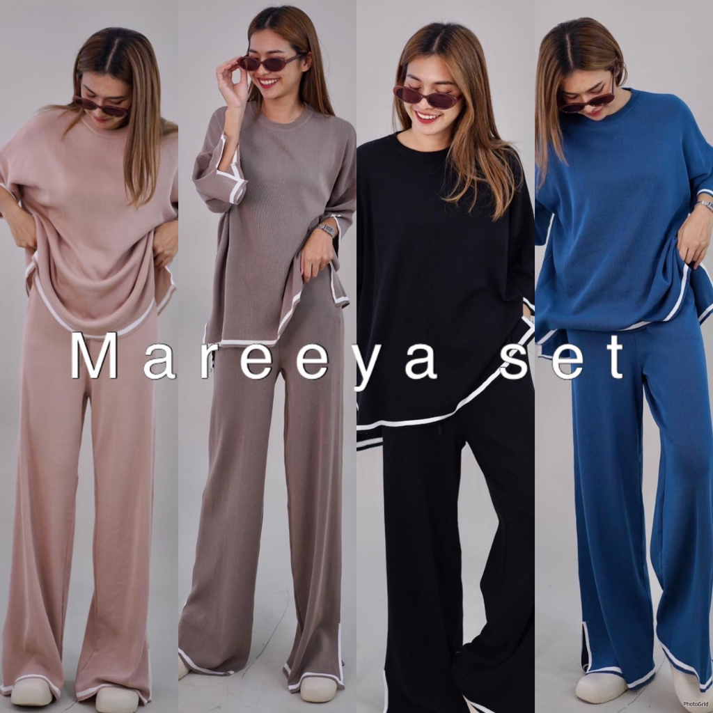 การันตีความสวยแพง-mareeya-set-490-รุ่นนี้ตัวเสื้อตัดขอบขาวดำ-แขนผ่า-หน้าสั้นหลังยาว-ผ่าข้างเล็กน้อย