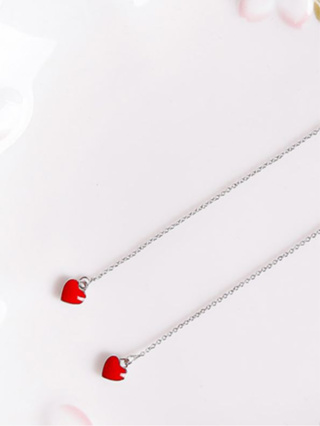 ❤️ต่างหู❤️ mini red heart ต่างหูโซ่ ต่างหูระย้า หัวใจสีแดง ต่างหูมินิมอล