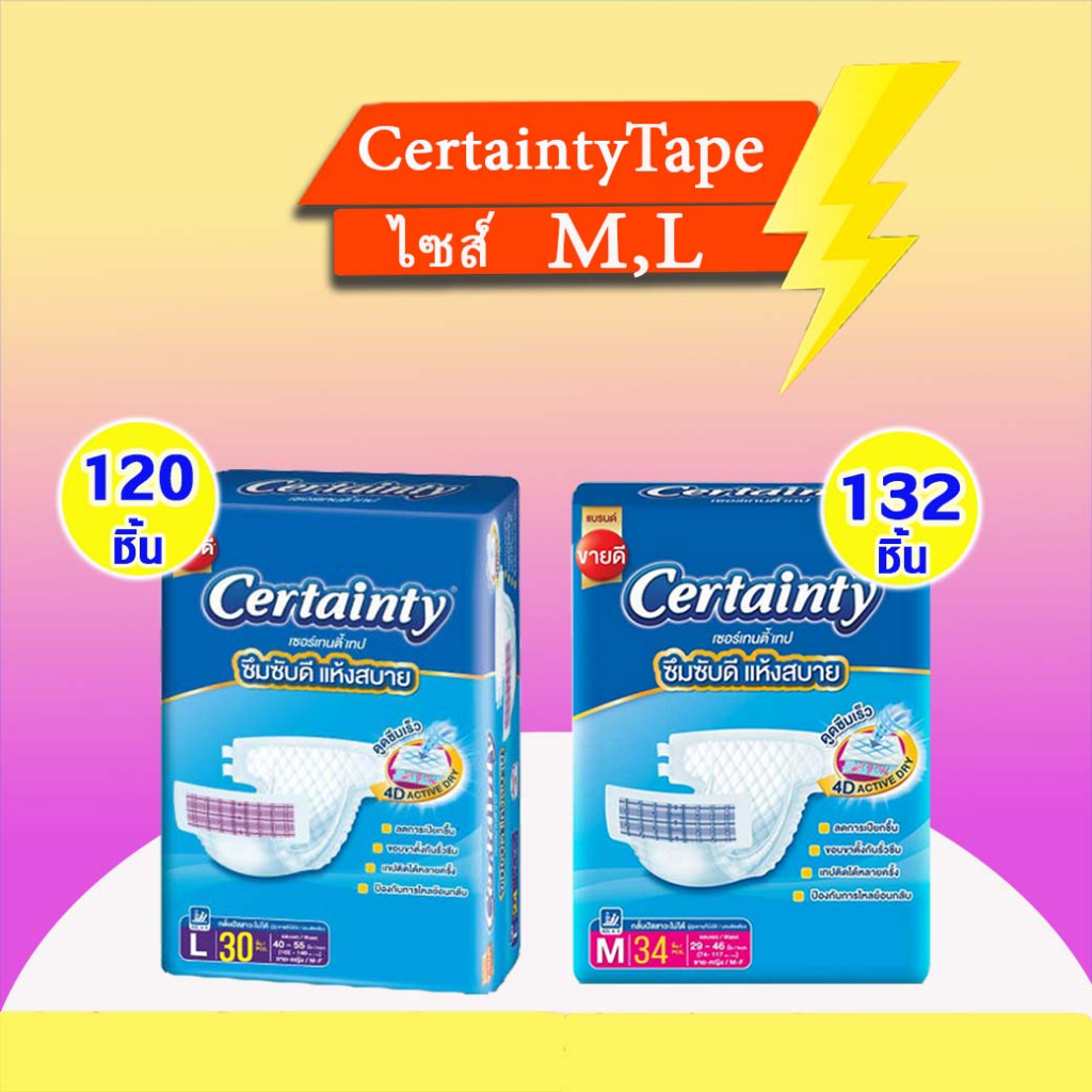 Certainty ผ้าอ้อมผู้ใหญ่ เซอร์เทนตี้ แบบเทป(ห่อเดี่ยว) | Shopee Thailand